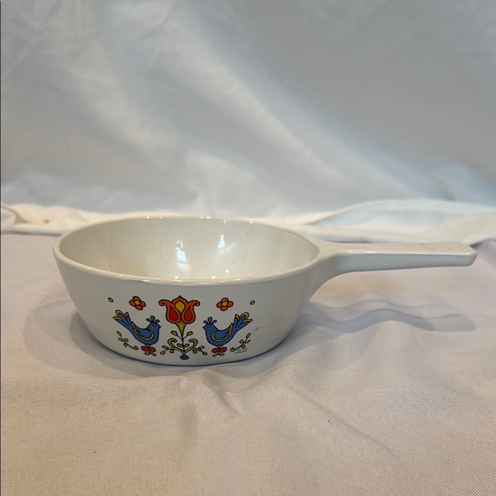 Vintage Corning Ware 1975 Country Festival/Blue Bird Pattern Sauce Skillet - Picture 1 of 5